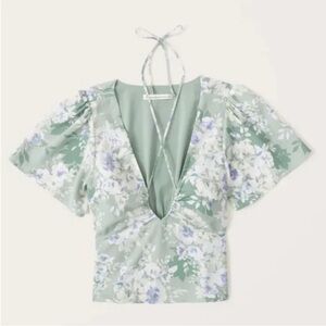 Abercrombie & Fitch Floral Keyhole Strappy Blouse Top